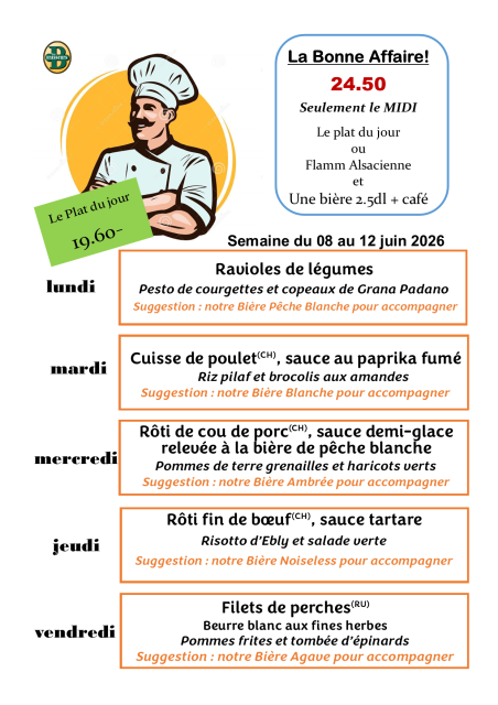 Plats du jour de la semaine